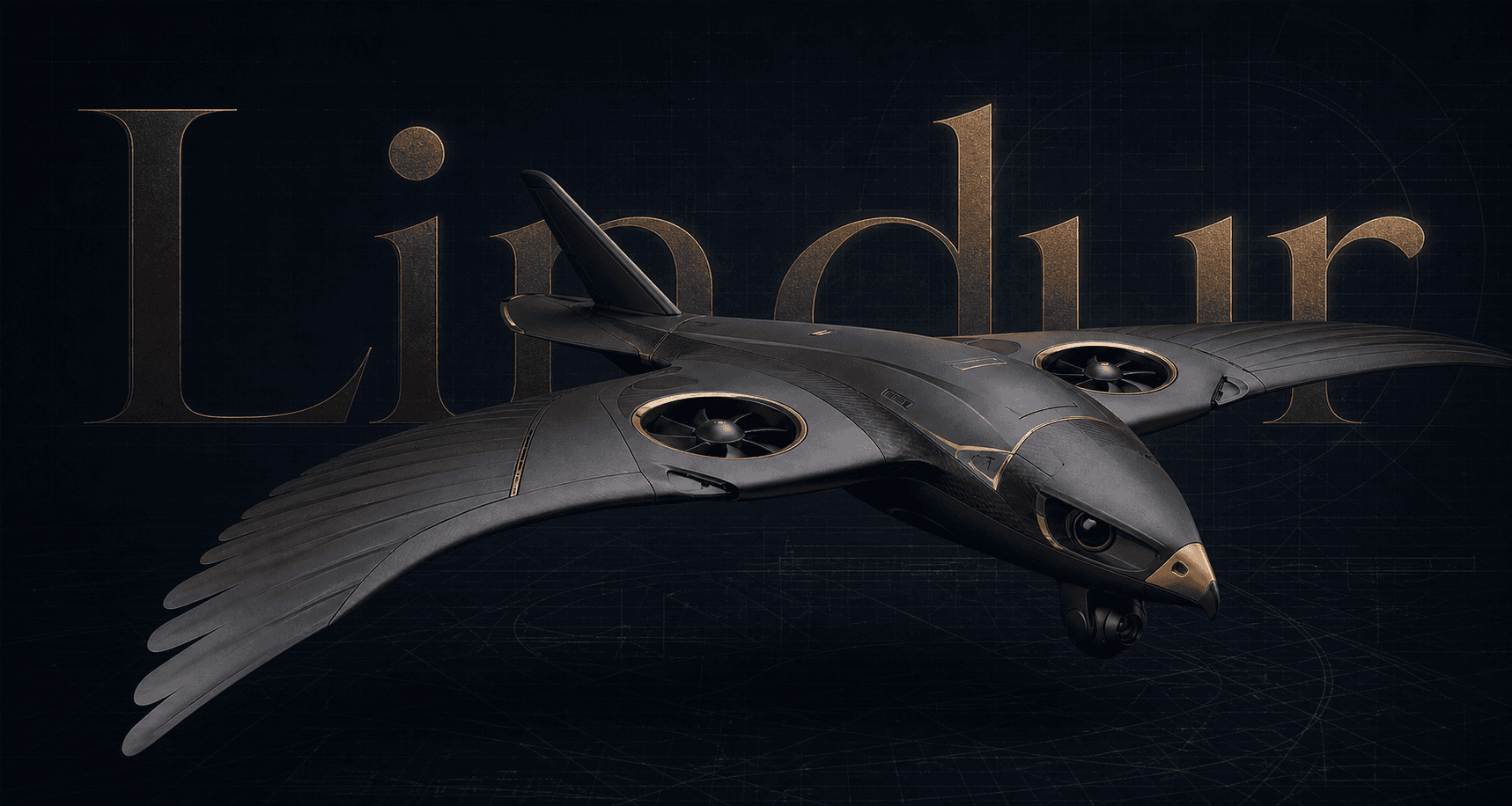 Lindur Company Eagle-inspired security drone wordmark logo